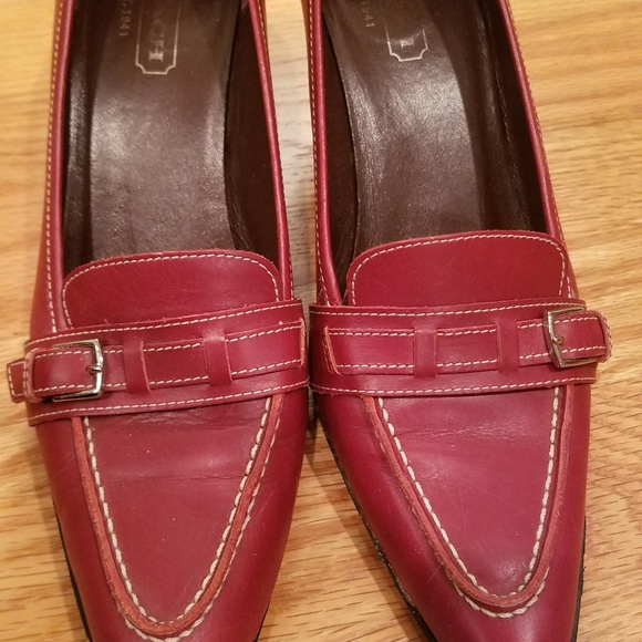 Coach Slip On Loafers Pumps Burgundy Leather - Picture 1 of 7